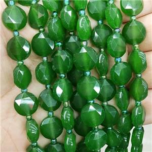 New Jade Beads Green Dye Faceted Circle, approx 12mm