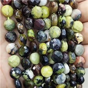 Natural Chrysotine Beads Olive Faceted Circle, approx 10mm