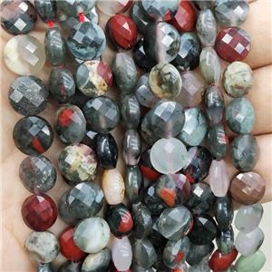 Natural African Bloodstone Beads Faceted Circle, approx 10mm
