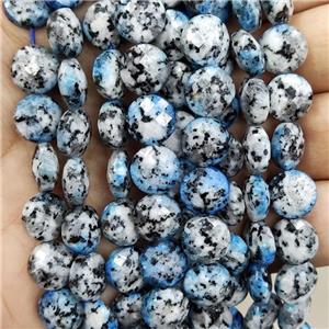 Natural Kiwi Jasper Beads Blue Dye Faceted Circle, approx 10mm