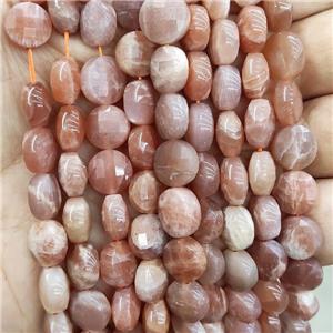 Natural Peach Sunstone Beads Faceted Circle, approx 10mm