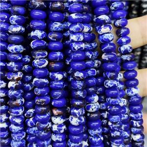 Synthetic Imperial Jasper Beads Smooth Rondelle Royal Blue, approx 5-8mm