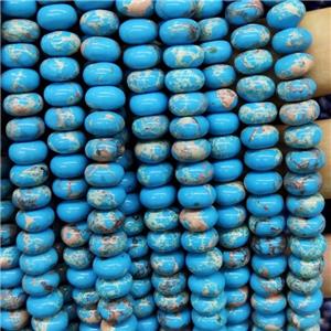 Synthetic Imperial Jasper Beads Smooth Rondelle Blue, approx 5-8mm