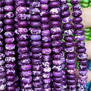 Synthetic Imperial Jasper Beads Smooth Rondelle Purple, approx 5-8mm