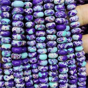 Synthetic Imperial Jasper Beads Smooth Rondelle PurpleGreen, approx 5-8mm