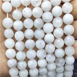 Natural White Moonstone Beads Faceted Round, approx 6mm dia