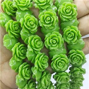 Green Resin Flower Beads, approx 20mm, 36pcs per st