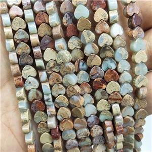 Natural Imperial Jasper Beads Heart, approx 6mm