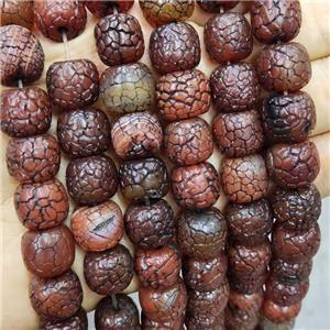 Crackle Agate Beads Snakeskin Barrel Red, approx 10-14mm