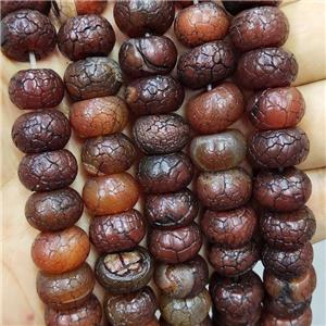 Crackle Agate Beads Snakeskin Rondelle Red, approx 11-12mm
