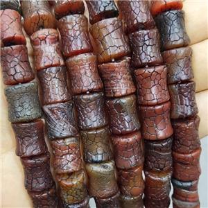 Crackle Agate Beads Snakeskin Bamboo Red, approx 12-15mm
