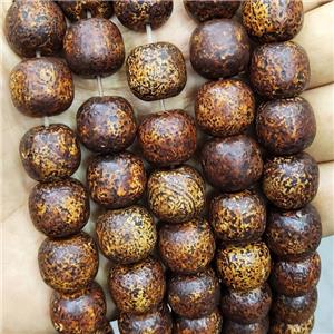 Natural Agate Barrel Beads Oakskin Brown Dye, approx 13-15mm