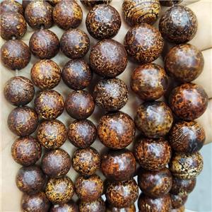 Natural Agate Beads Oakskin Brown Dye Smooth Round, approx 15mm dia