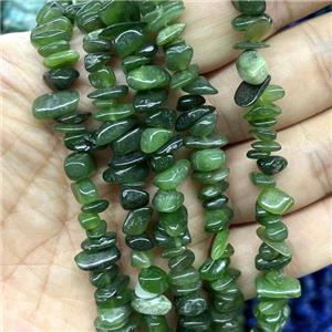 Green Jadeite Chip Beads Freeform, approx 5-8mm, 32inch length