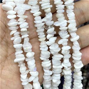 Natural White Moonstone Chips Beads Freeform, approx 5-8mm, 32inch length