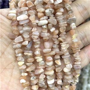 Natural Peach Sunstone Chip Beads Freeform, approx 5-8mm, 32inch length