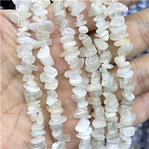 Natural Moonstone Chips Beads Gray Freeform, approx 5-8mm, 32inch length