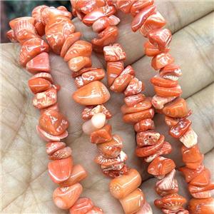 Red Coral Chips Beads Freeform, approx 5-8mm, 32inch length