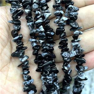 Natural Snowflake Jasper Beads Chip Black Freeform, approx 5-8mm, 32inch length