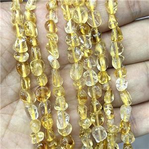 Natural Yellow Citrine Chips Beads Freeform Treated Polished, approx 5-8mm