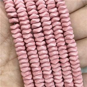 Pink Oxidative Agate Heishi Spacer Beads Faceted, approx 6mm