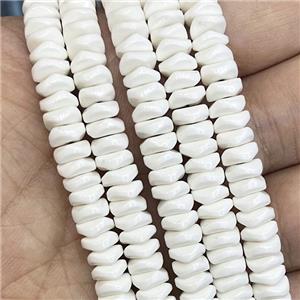 White Oxidative Agate Heishi Spacer Beads Faceted, approx 6mm