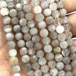 Natural Gray Moonstone Beads Smooth Round B-Grade, approx 6mm dia