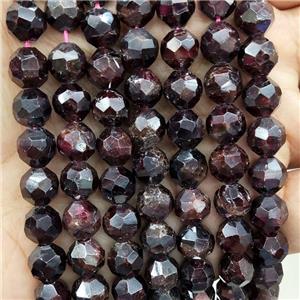 Natural Garnet Beads Cut Round DarkRed, approx 8mm