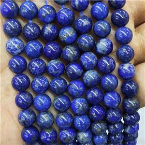Natural Blue Lapis Lazuli Beads Smooth Round, approx 8mm dia