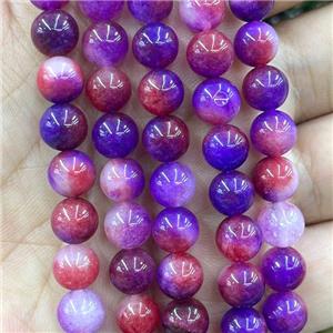 Dichromatic Jade Beads Purple Red Dye Smooth Round, approx 8mm dia