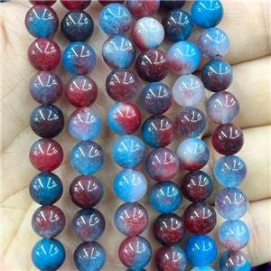 Dichromatic Jade Beads Blue Red Dye Smooth Round, approx 8mm dia