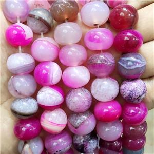 Natural Agate Beads Hotpink Dye Smooth Rondelle, approx 16mm