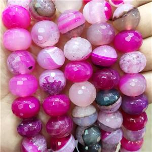 Natural Agate Beads Hotpink Dye Faceted Rondelle, approx 16mm