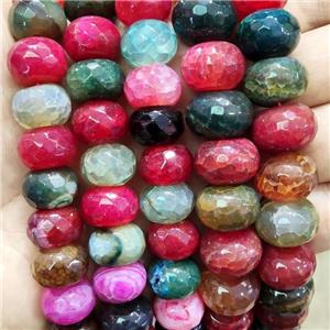 Natural Veins Agate Beads Dye Mixed Color Faceted Rondelle, approx 16mm