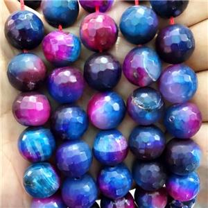 Natural Agate Beads Blue Red Dye Faceted Round, approx 14mm