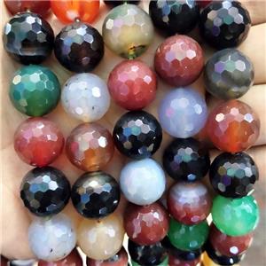 Natural Agate Beads Dye Mixed Color Faceted Round, approx 16mm