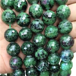 Natural Ruby Zoisite Beads Green Faceted Round, approx 16mm