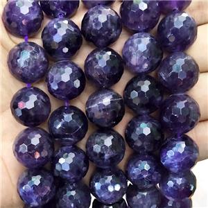 Natural Amethyst Beads DeepPurple Faceted Round, approx 16mm