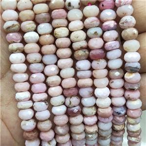 Natural Pink Opal Beads Faceted Rondelle, approx 5x8mm
