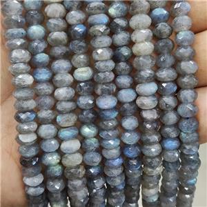Natural Labradorite Beads Faceted Rondelle AA-Grade, approx 7mm
