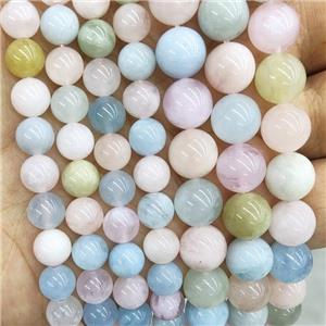 Round Morganite Beads Smooth Multicolor, approx 6mm dia