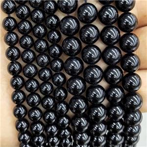 Natural Black Tourmaline Beads Smooth Round, approx 10mm dia