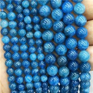 Natural Blue Apatite Beads Smooth Round, approx 6mm dia
