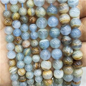 Natural Blue Calcite Beads Smooth Round, approx 6mm dia