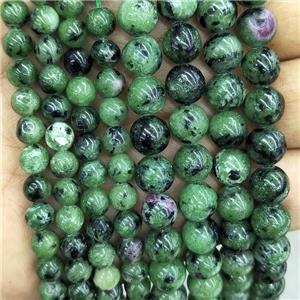 Natural Ruby Zoisite Beads Smooth Round Green, approx 6mm dia