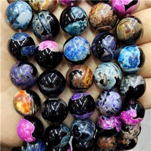 Fire Agate Beads Smooth Round Dye Mixed Color, approx 16mm dia