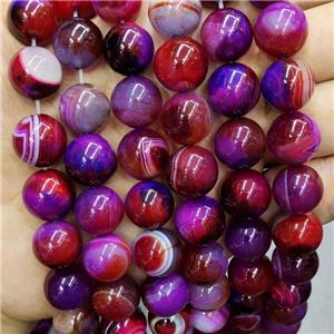 Natural Agate Beads Red Purple Dye Smooth Round, approx 14mm dia