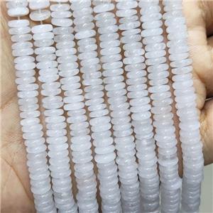 Natural White Quartzite Jade Heishi Beads, approx 6mm
