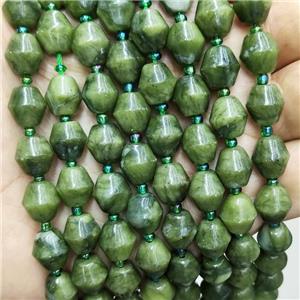 Green Taiwan Jadeite Beads Bicone Nephrite, approx 10-11mm