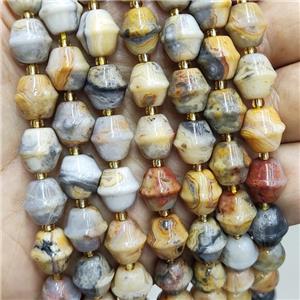 Natural Yellow Crazy Lace Agate Bicone Beads, approx 10-11mm